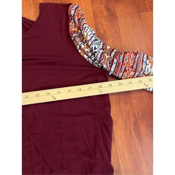 Dept222 Burgundy top with Aztec sleeves. Size Large - Picture 9 of 10